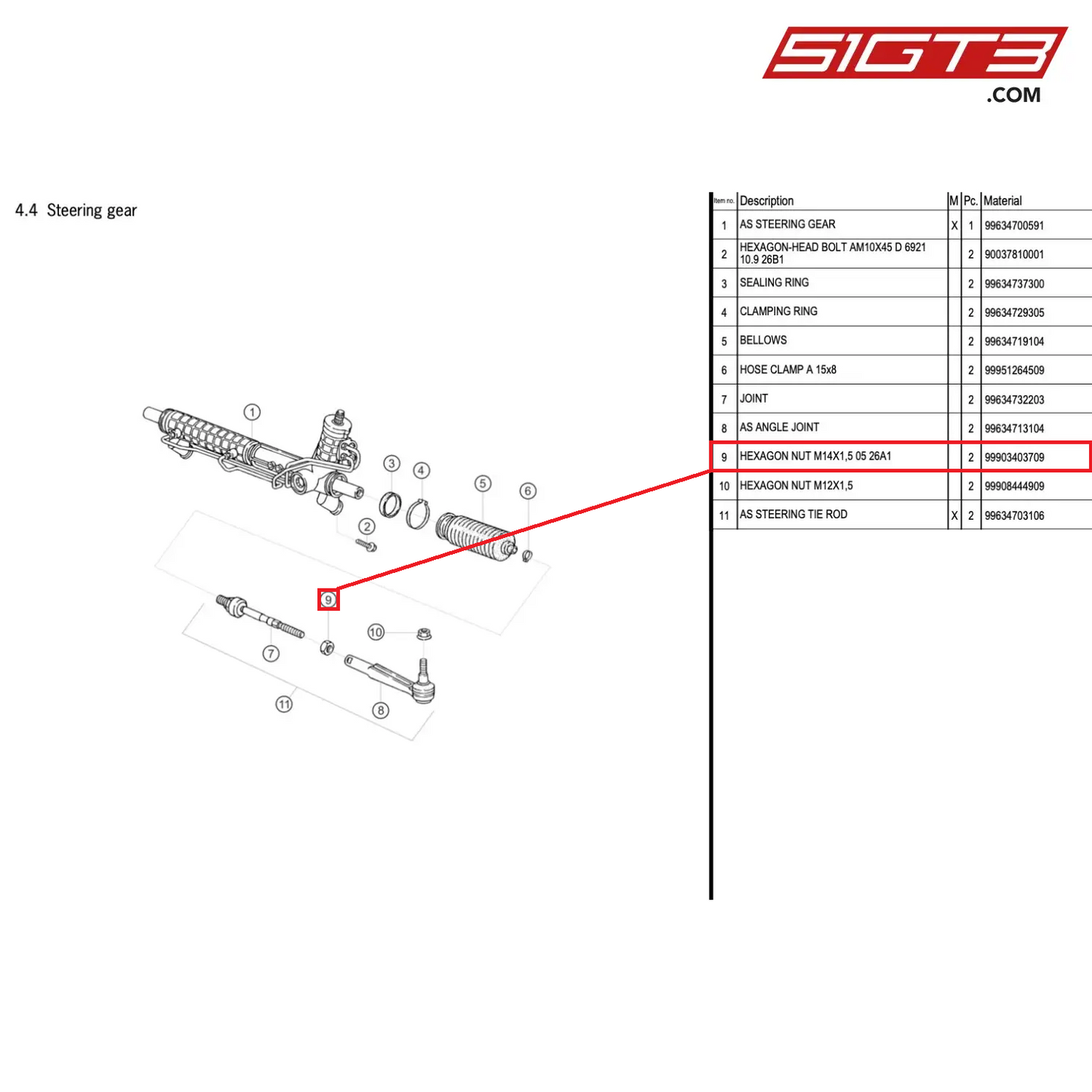 HEXAGON NUT M14X1,5 05 26A1 - 99903403709 [PORSCHE 996 GT3 Cup]