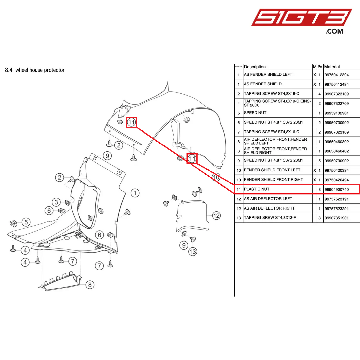 PLASTIC NUT - 99904900740 [PORSCHE 997.2 GT3 Cup]