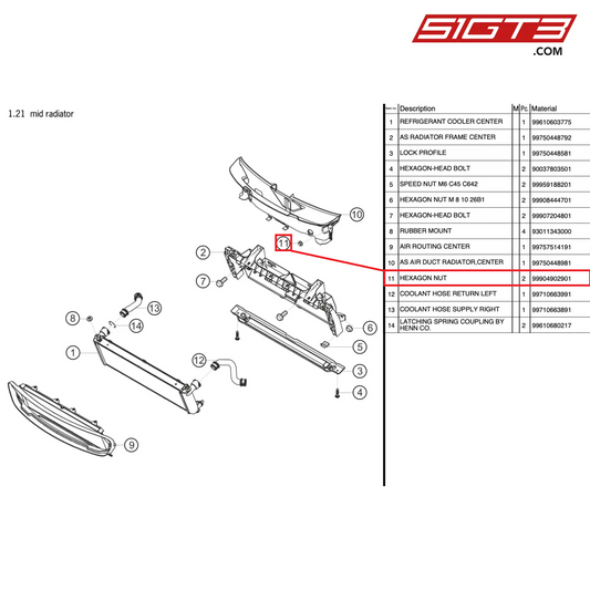 HEXAGON NUT - 99904902901 [PORSCHE 997.2 GT3 Cup]
