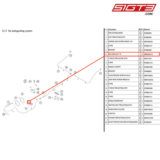 HEX-HEAD NUT T5 - 99904903101 [PORSCHE 991.2 GT3 R]