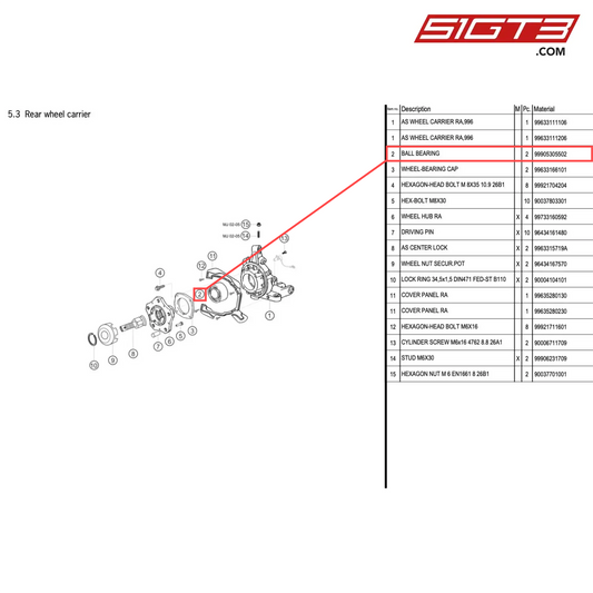 BALL BEARING - 99905305502 [PORSCHE 996 GT3 Cup]