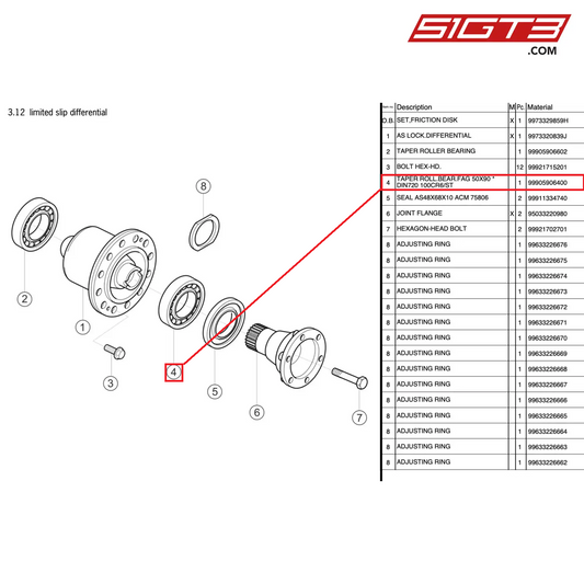 KEGELROLLENLAGER.FAG 50X90 *DIN720 100CR6/ST - 99905906400 [PORSCHE 997.2 GT3 Cup]