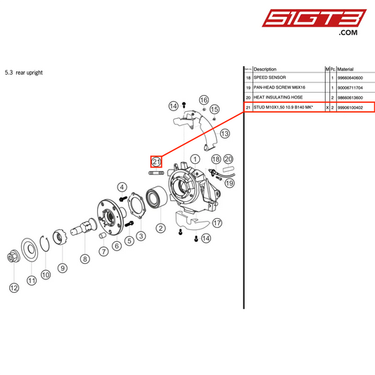 スタッド M10X1,50 10.9 B140 MK* - 99906100402 [ポルシェ 997.2 GT3 カップ]