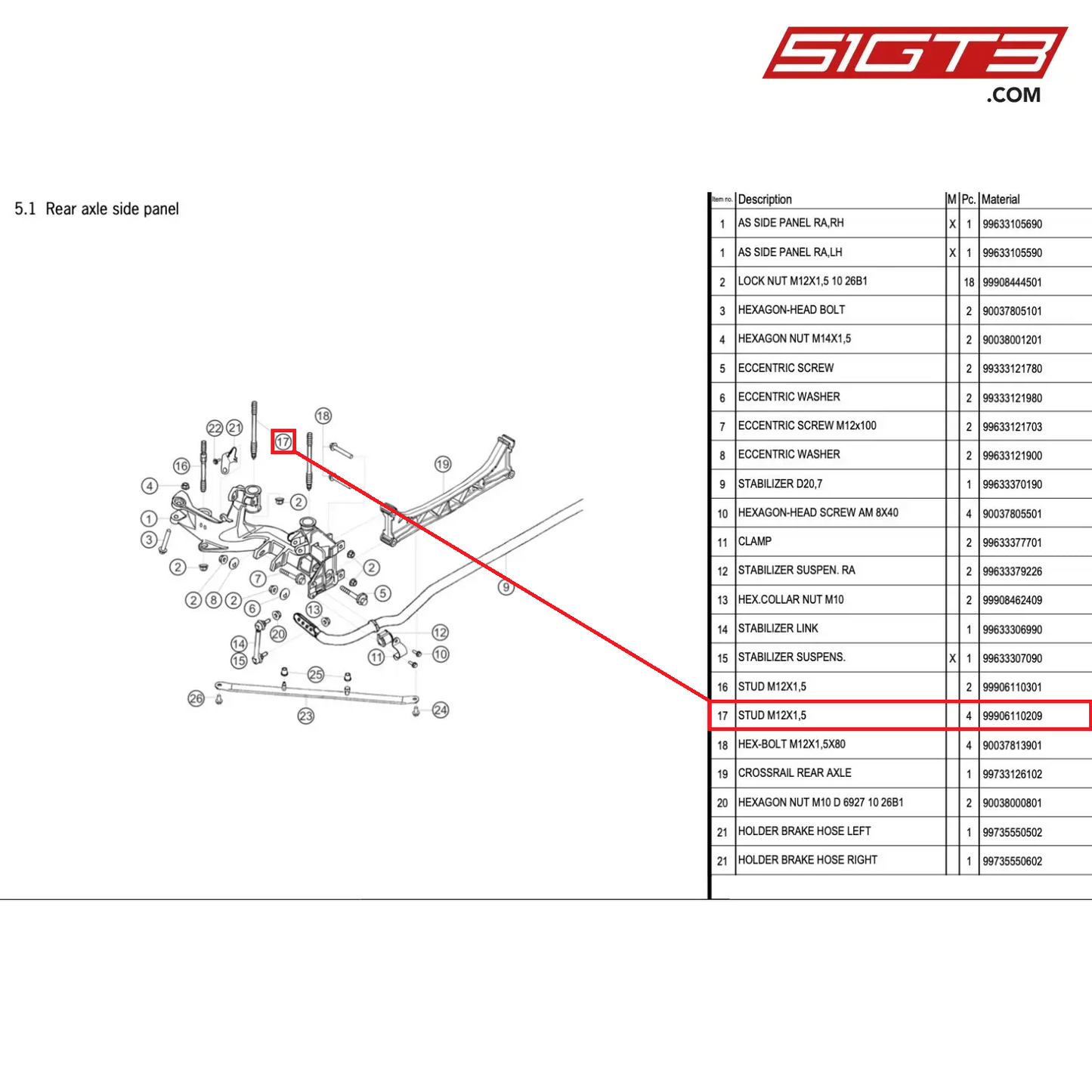 STUD M12X1,5 - 99906110209 [PORSCHE 996 GT3 Cup]