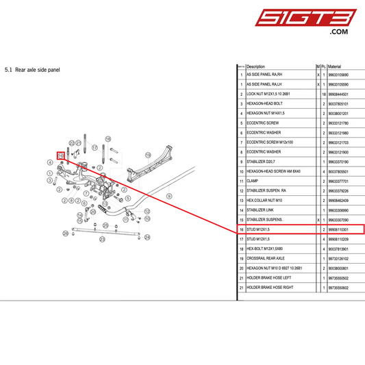 STUD M12X1,5 - 99906110301 [PORSCHE 996 GT3 Cup]