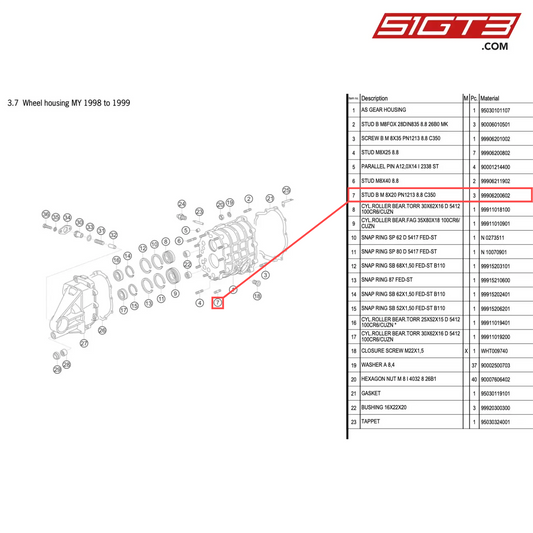 STUD B M 8X20 PN1213 8.8 C350 - 99906200602 [PORSCHE 996 GT3 Cup]