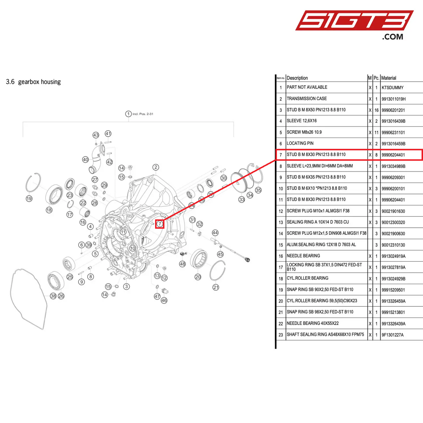 STUD B M 8X30 PN1213 8.8 B110 - 99906204401 [PORSCHE 911 GT3 R Type 991 (GEN 2)]