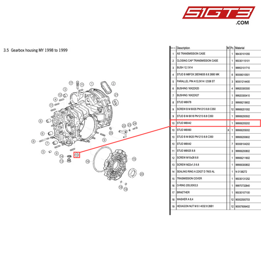 STUD M8X42 - 99906205202 [PORSCHE 996 GT3 Cup]