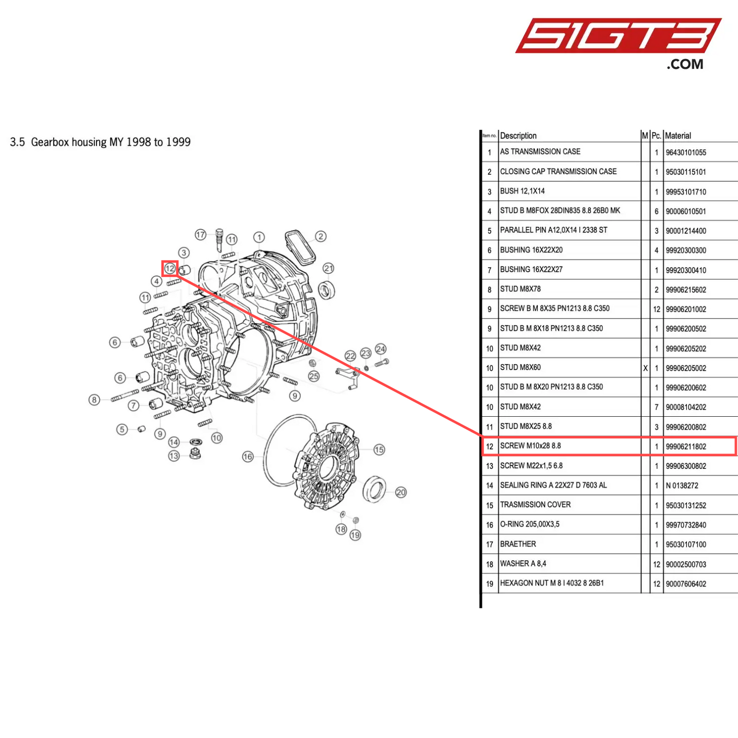 SCREW M10x28 8.8 - 99906211802 [PORSCHE 996 GT3 Cup]