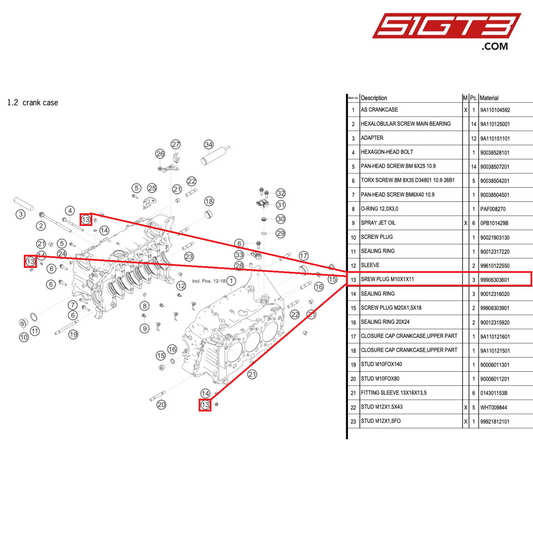 SREW PLUG M10X1X11 - 99906303601 [PORSCHE 991.1 GT3 Cup (2017)]