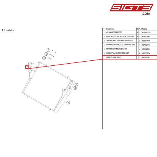 SREW PLUG M10X1X11 - 99906303601 [PORSCHE 911 GT3 R Type 991 (GEN 2)]