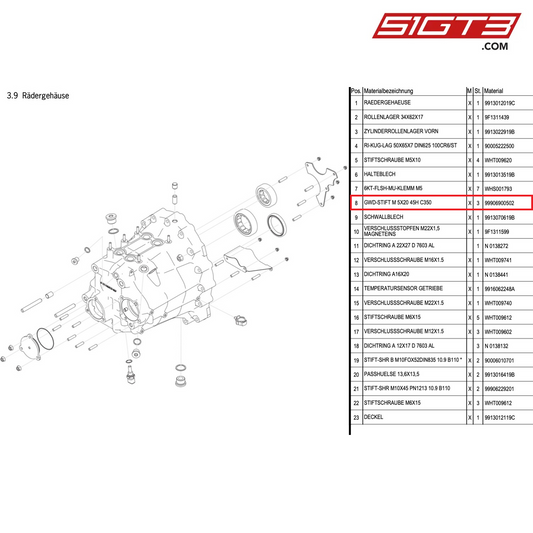 SETSCREW M 5X20 45H C350 - 99906900502 [PORSCHE 991.1 GT3 Cup (2014)]