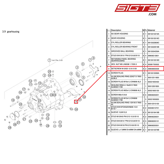 SETSCREW M 5X20 12.9 U120 - 99906900509 [PORSCHE 991.2 GT3 Cup]