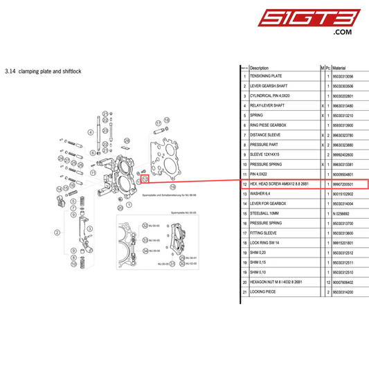 HEX. HEAD SCREW AM6X12 8.8 26B1 - 99907200501 [PORSCHE 996 GT3 Cup]