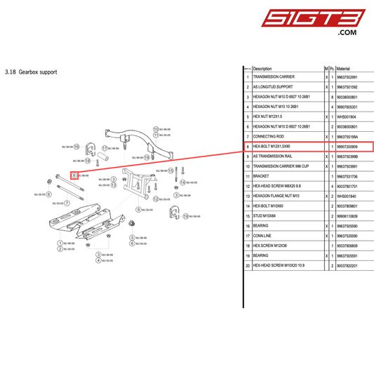 HEX-BOLT M12X1,5X90 - 99907200909 [PORSCHE 996 GT3 Cup]