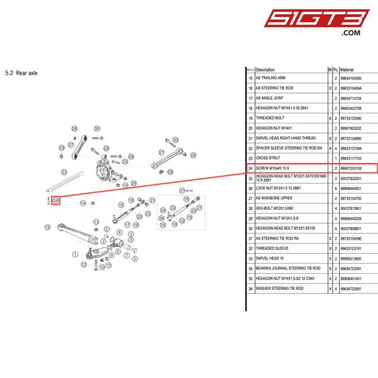 SCREW M10x45 10.9 - 99907203109 [PORSCHE 996 GT3 Cup]