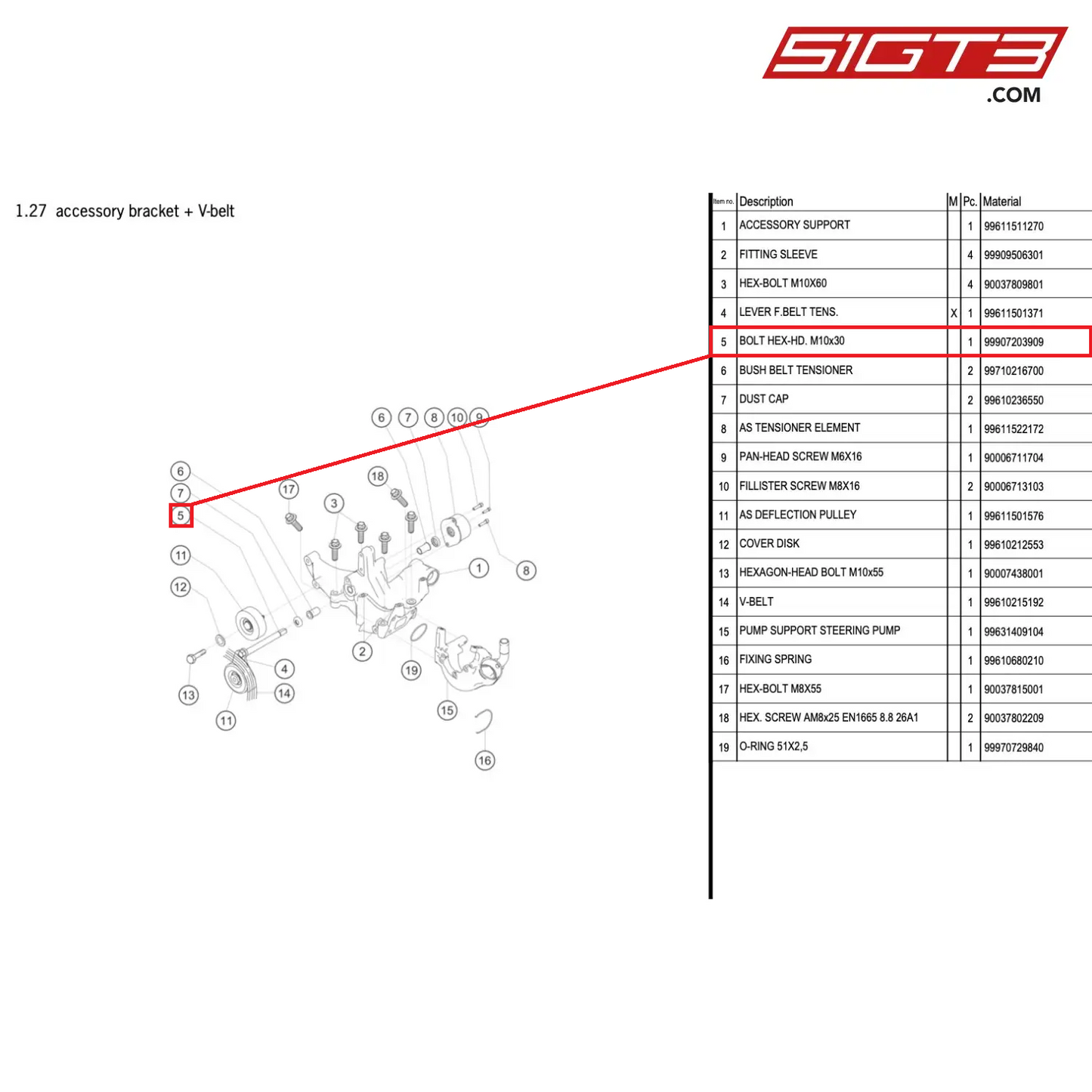 BOLT HEX-HD. M10x30 - 99907203909 [PORSCHE 996 GT3 Cup]