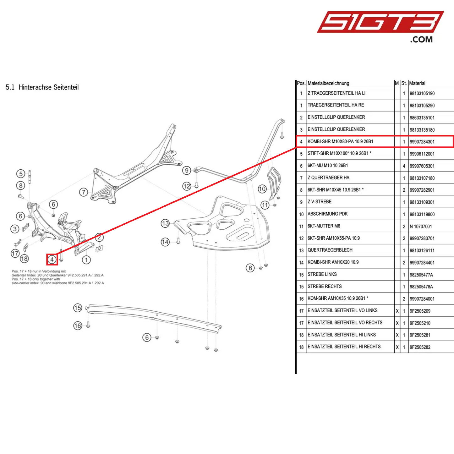 COMBINATION SCREW M10X80-PA 10.9 26B1 - 99907284301 [PORSCHE Cayman 981 GT4 Clubsport]