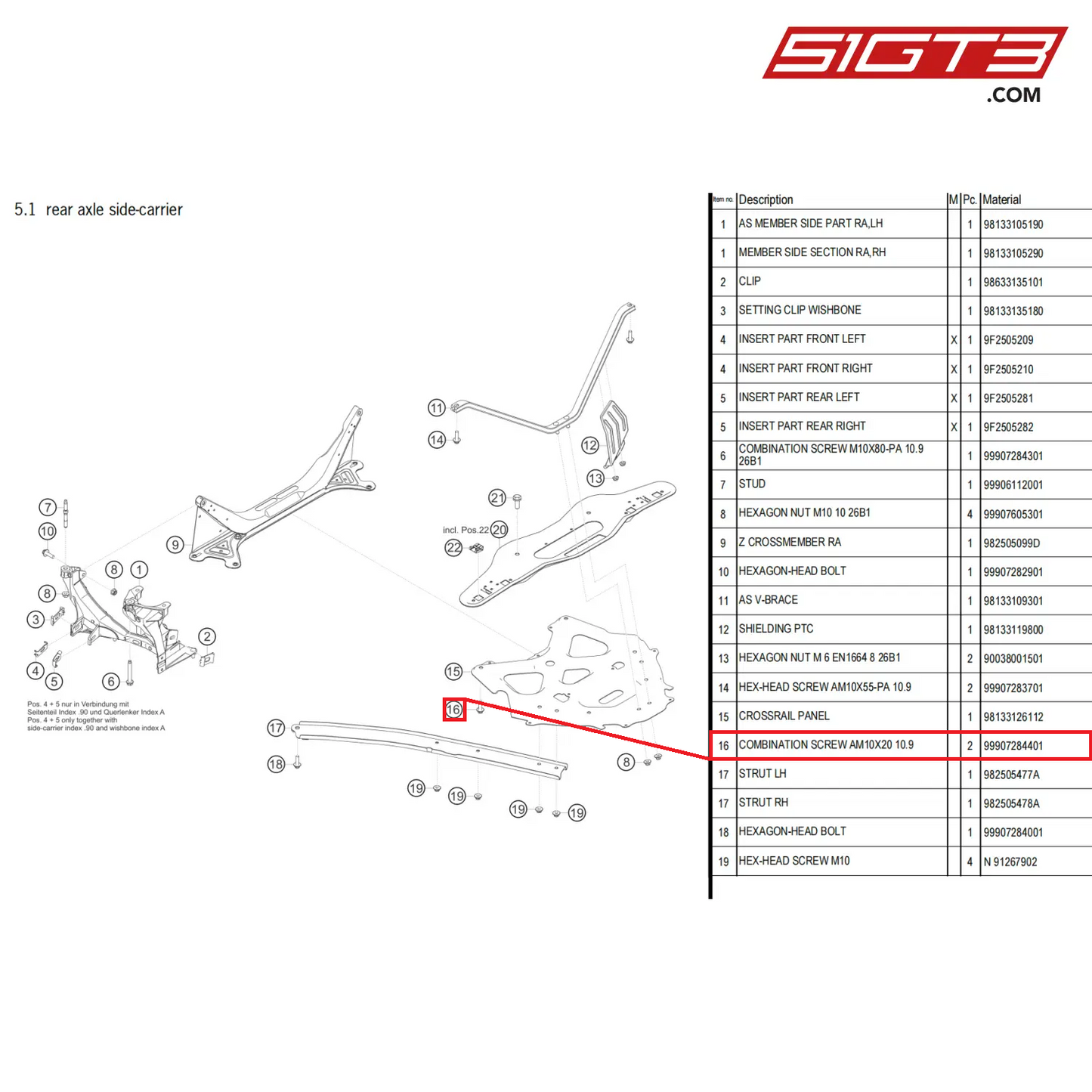 COMBINATION SCREW AM10X20 10.9 - 99907284401 [PORSCHE 718 Cayman GT4 Clubsport]