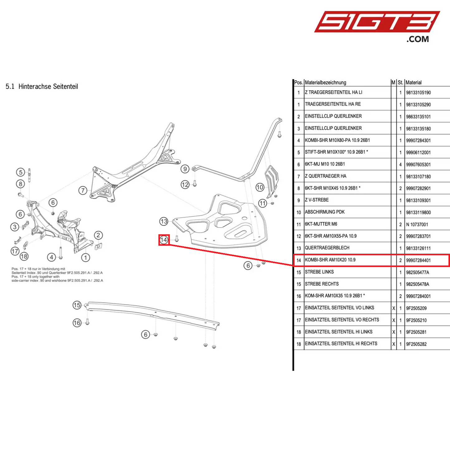 COMBINATION SCREW AM10X20 10.9 - 99907284401 [PORSCHE Cayman 981 GT4 Clubsport]