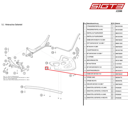 COMBINATION SCREW AM10X20 10.9 - 99907284401 [PORSCHE Cayman 981 GT4 Clubsport]