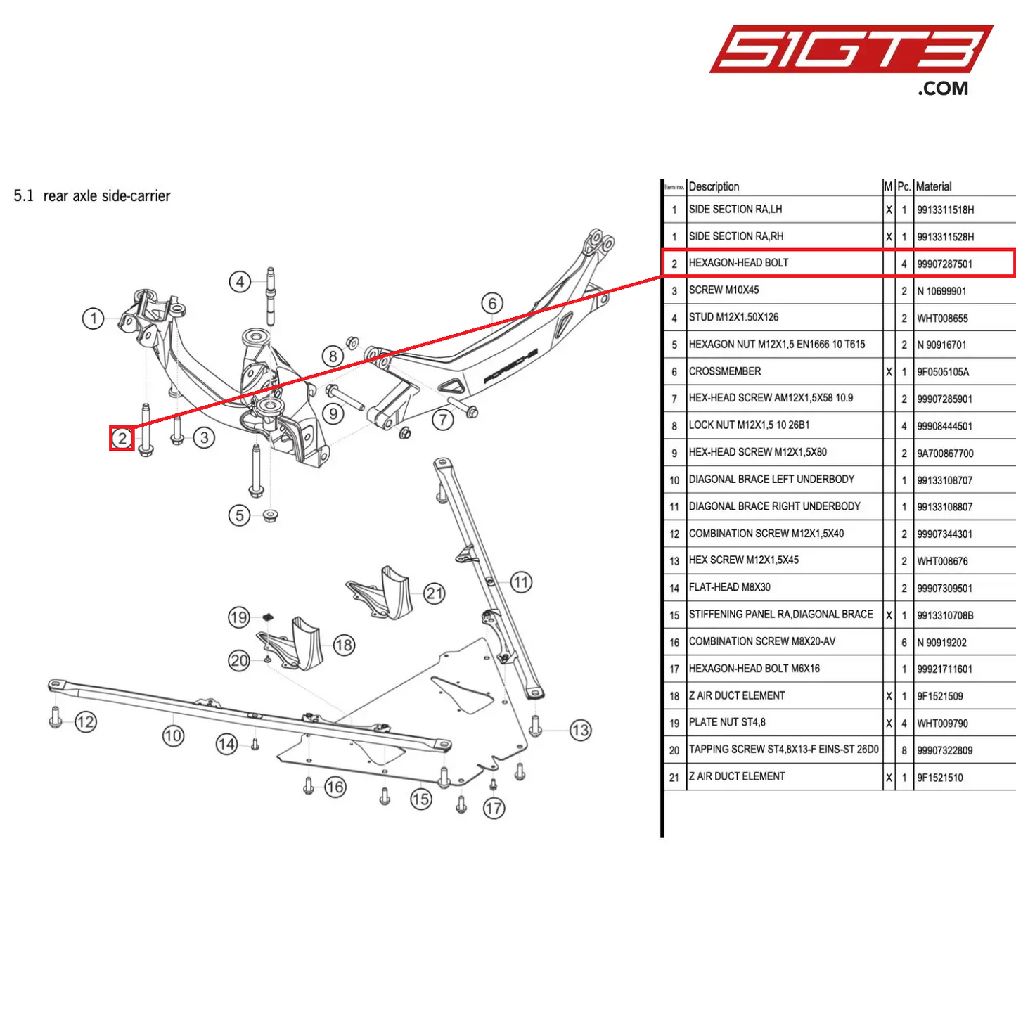 HEXAGON-HEAD BOLT - 99907287501 [PORSCHE 911 GT3 Cup Type 991 (GEN1)]