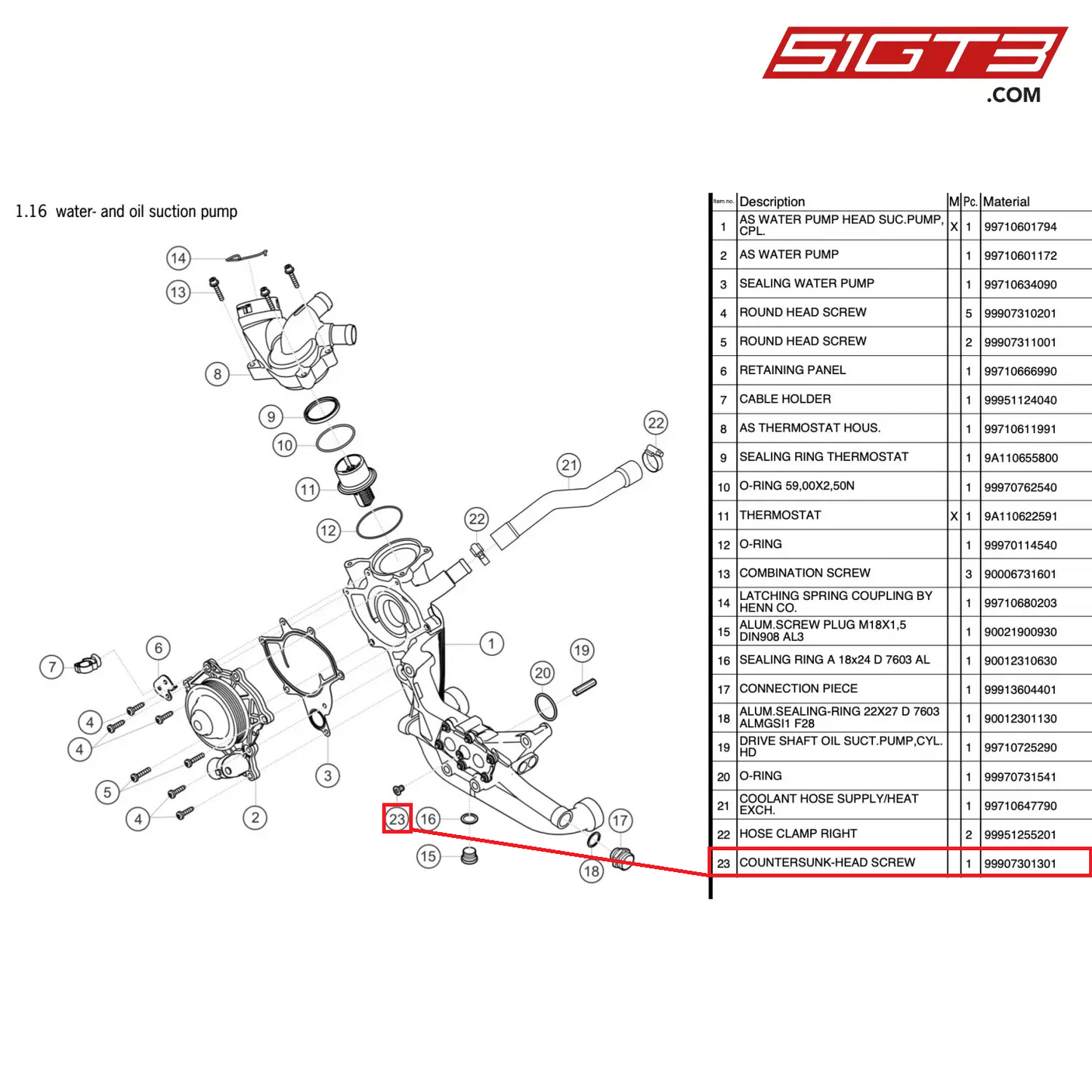 COUNTERSUNK-HEAD SCREW - 99907301301 [PORSCHE 911 GT3 Cup Type 997 (GEN 2)]