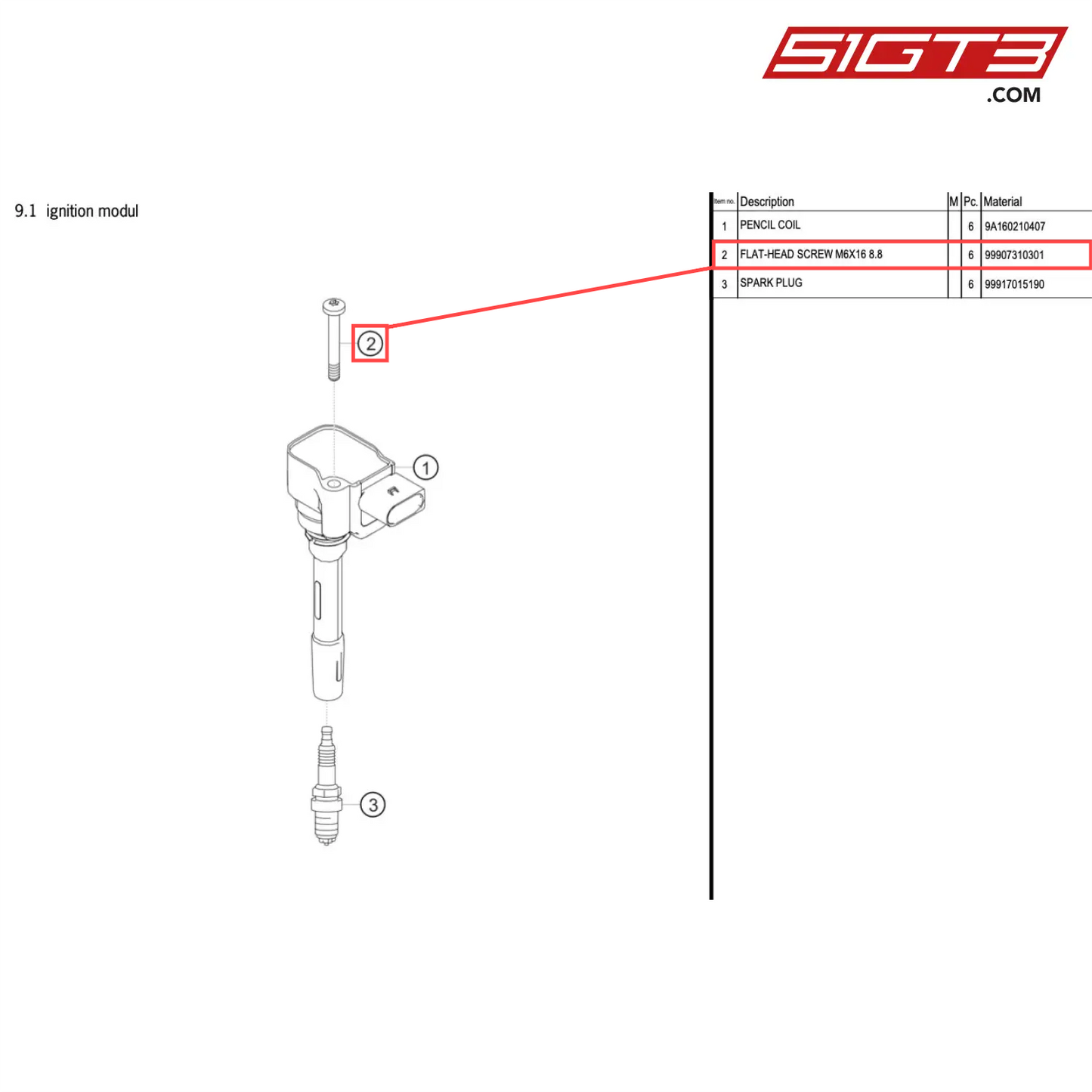 FLAT-HEAD SCREW M6X16 8.8 - 99907310301 [PORSCHE 718 Cayman GT4 Clubsport]