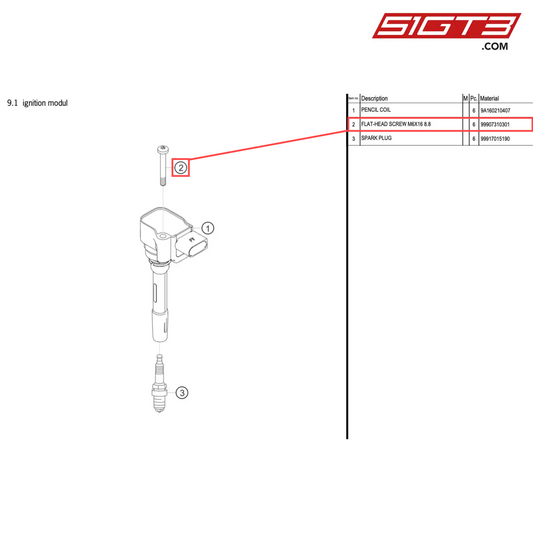 FLAT-HEAD SCREW M6X16 8.8 - 99907310301 [PORSCHE 718 Cayman GT4 Clubsport]