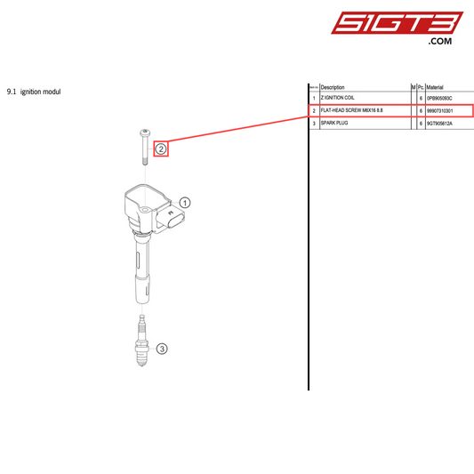 FLAT-HEAD SCREW M6X16 8.8 - 99907310301 [PORSCHE 718 Cayman GT4 RS Clubsport]