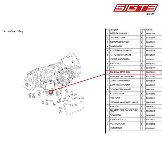 ROUND HEAD SCREW M6X30 - 99907311001 [PORSCHE 996 GT3 Cup]