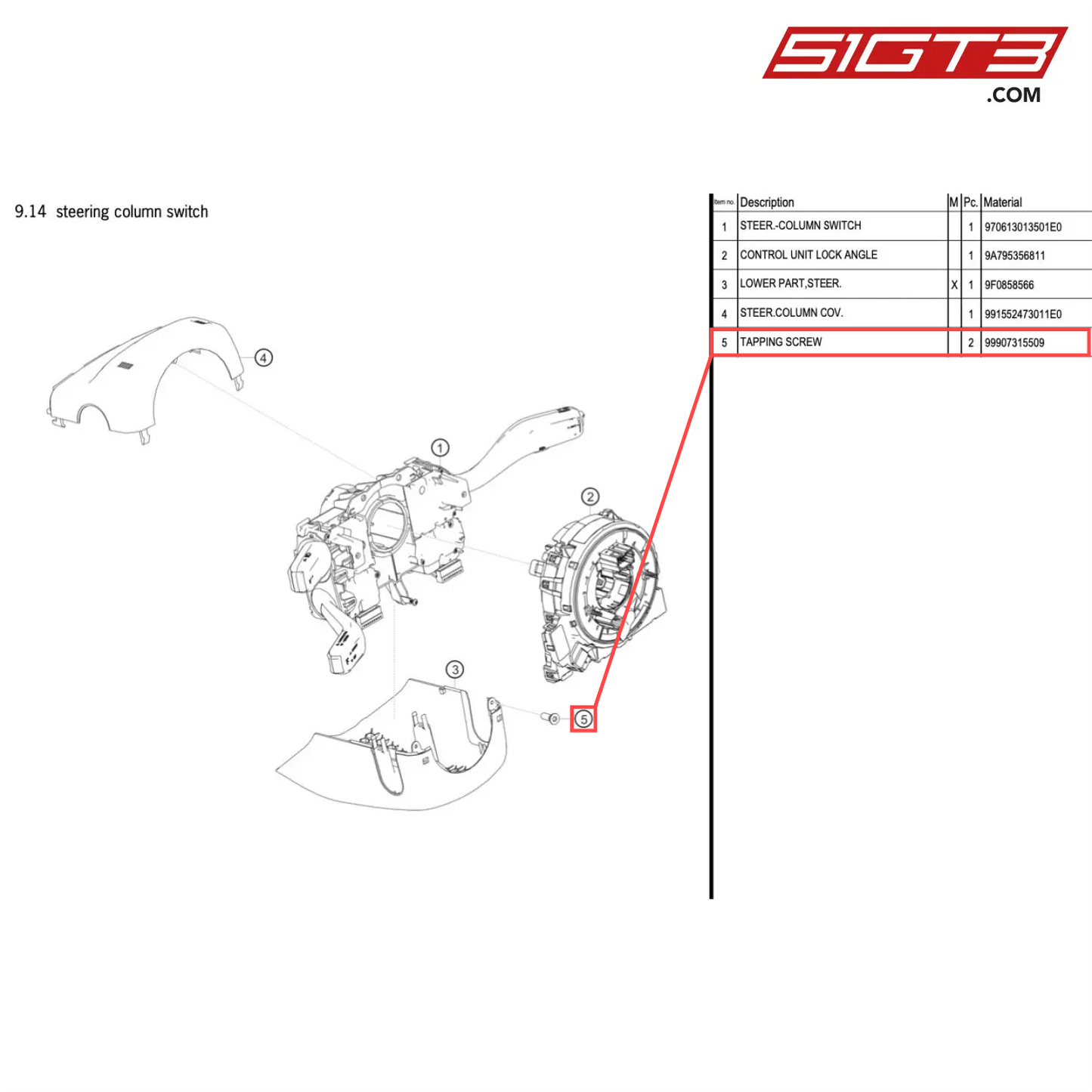 TAPPING SCREW - 99907315509 [PORSCHE 718 Cayman GT4 Clubsport]