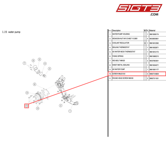 SCREW M6x25 8.8 - 99907318809 [PORSCHE 996 GT3 Cup]