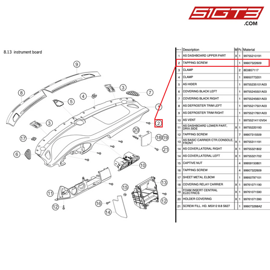 TAPPING SCREW - 99907322609 [PORSCHE 997.2 GT3 Cup]
