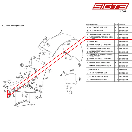 TAPPING SCREW ST4,8X19-C - 99907322709 [PORSCHE 997.2 GT3 Cup]