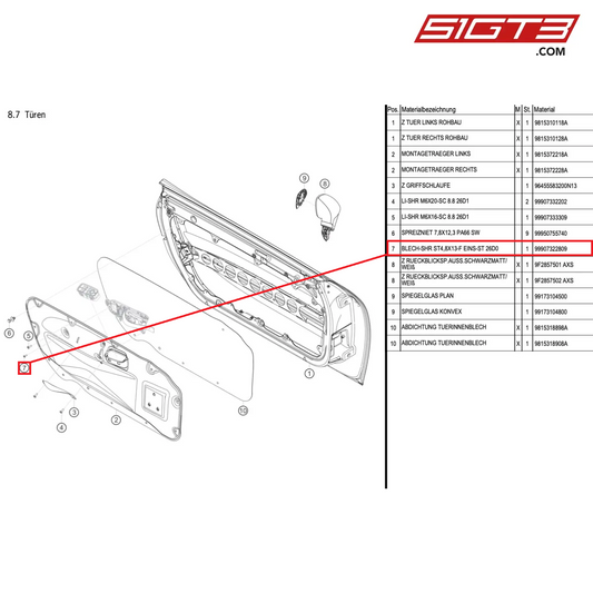 TAPPING SCREW ST4,8X13-F EINS-ST 26D0 - 99907322809 [PORSCHE Cayman 981 GT4 Clubsport]