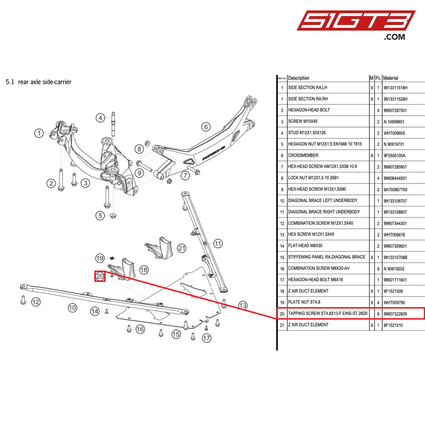 TAPPING SCREW ST4,8X13-F EINS-ST 26D0 - 99907322809 [PORSCHE 911 GT3 Cup Type 991 (GEN1)]