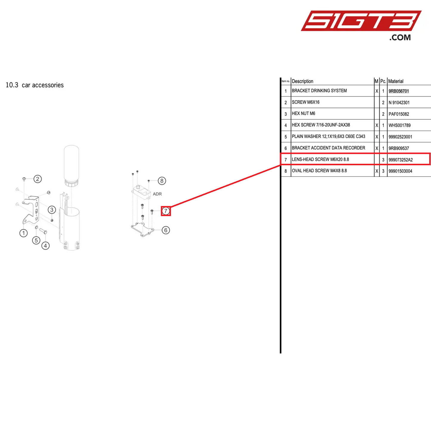 LENS-HEAD SCREW M6X20 8.8 - 999073252A2 [PORSCHE 992.1 GT3 R]