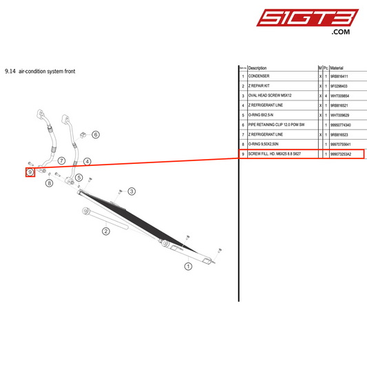 SCREW FILL. HD. M6X25 8.8 S627 - 999073253A2 [PORSCHE 992.1 GT3 R]