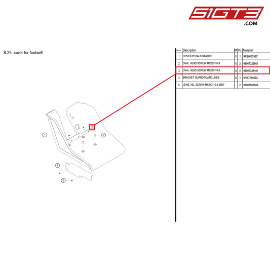 OVAL HEAD SCREW M6X30 10.9 - 99907325401 [PORSCHE 992.1 GT3 R]