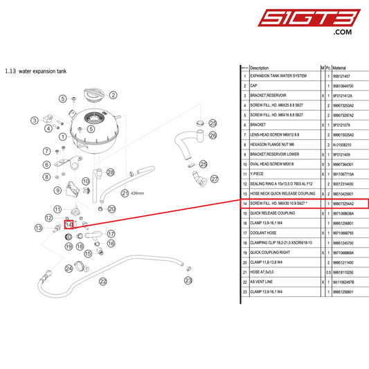 SCREW FILL. HD. M6X30 10.9 S627 * - 999073254A2 [PORSCHE 911 GT3 R Type 991 (GEN 2)]