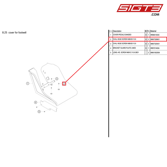 OVAL HEAD SCREW M6X35 10.9 - 99907326601 [PORSCHE 992.1 GT3 R]