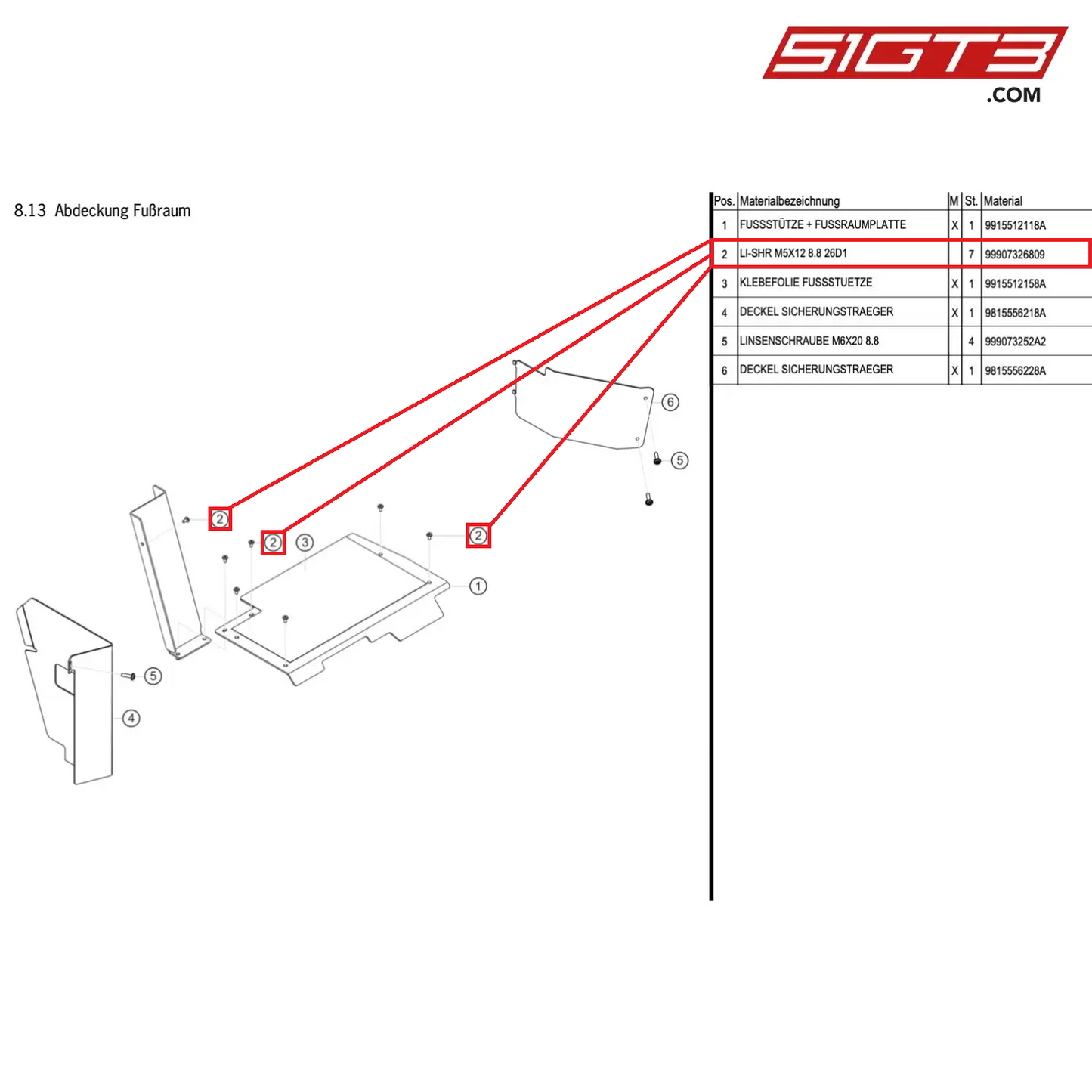 SCREW FILL.HD. M5X12 8.8 26D1 - 99907326809 [PORSCHE Cayman 981 GT4 Clubsport]