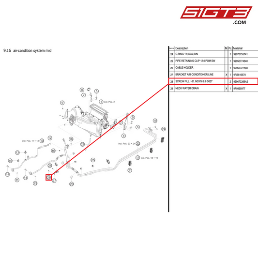 SCREW FILL. HD. M5X16 8.8 S627 - 999073269A2 [PORSCHE 992.1 GT3 R]