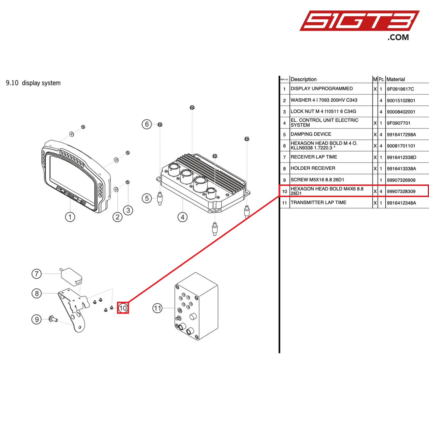 HEXAGON HEAD BOLD M4X6 8.8 26D1 - 99907328309 [PORSCHE 911 GT3 Cup Type 991 (GEN 2)]