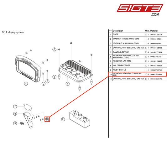 HEXAGON HEAD BOLD M4X6 8.8 26D1 - 99907328309 [PORSCHE 991.1 GT3 R]