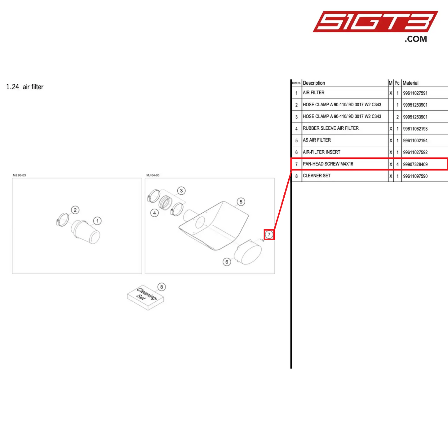 PAN-HEAD SCREW M4X16 - 99907328409 [PORSCHE 996 GT3 Cup]