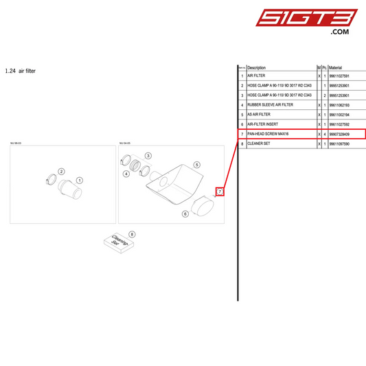 PAN-HEAD SCREW M4X16 - 99907328409 [PORSCHE 996 GT3 Cup]