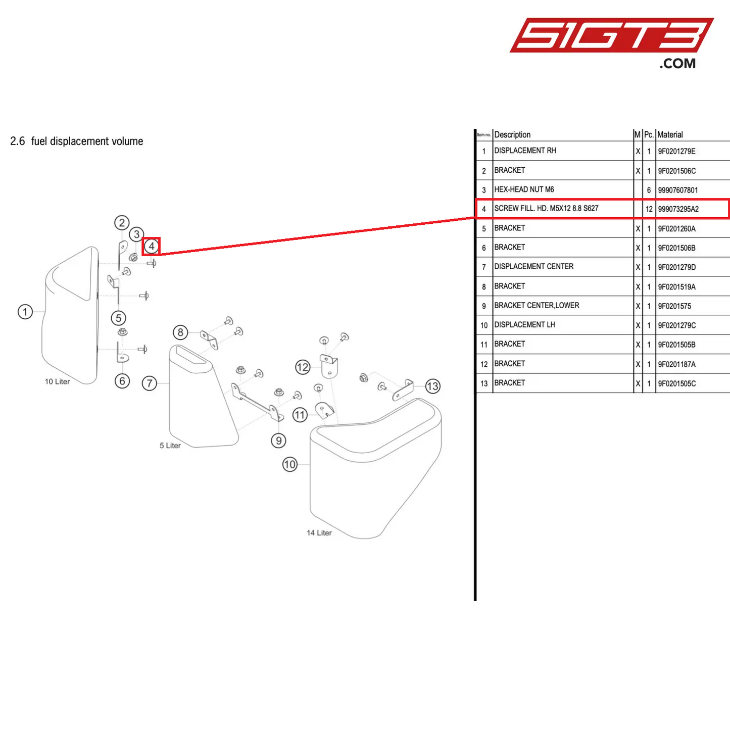 SCREW FILL. HD. M5X12 8.8 S627 - 999073295A2 [PORSCHE 911 GT3 R Type 991 (GEN 2)]