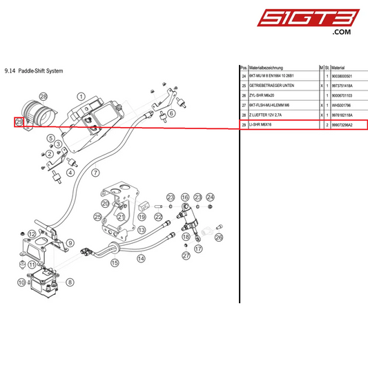 SCREW FILL. HD. M6X16 - 999073296A2 [PORSCHE 997.1 GT3 R]